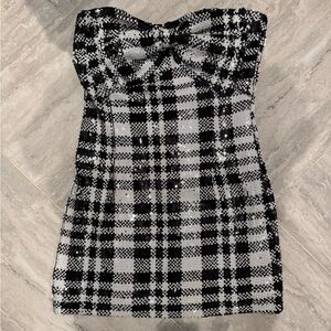 Eva Franco Sequined Plaid Mini Dress